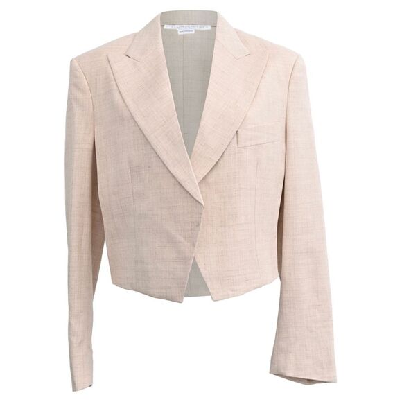 Stella Mccartney Adley Cropped Blazer in Beige Linen